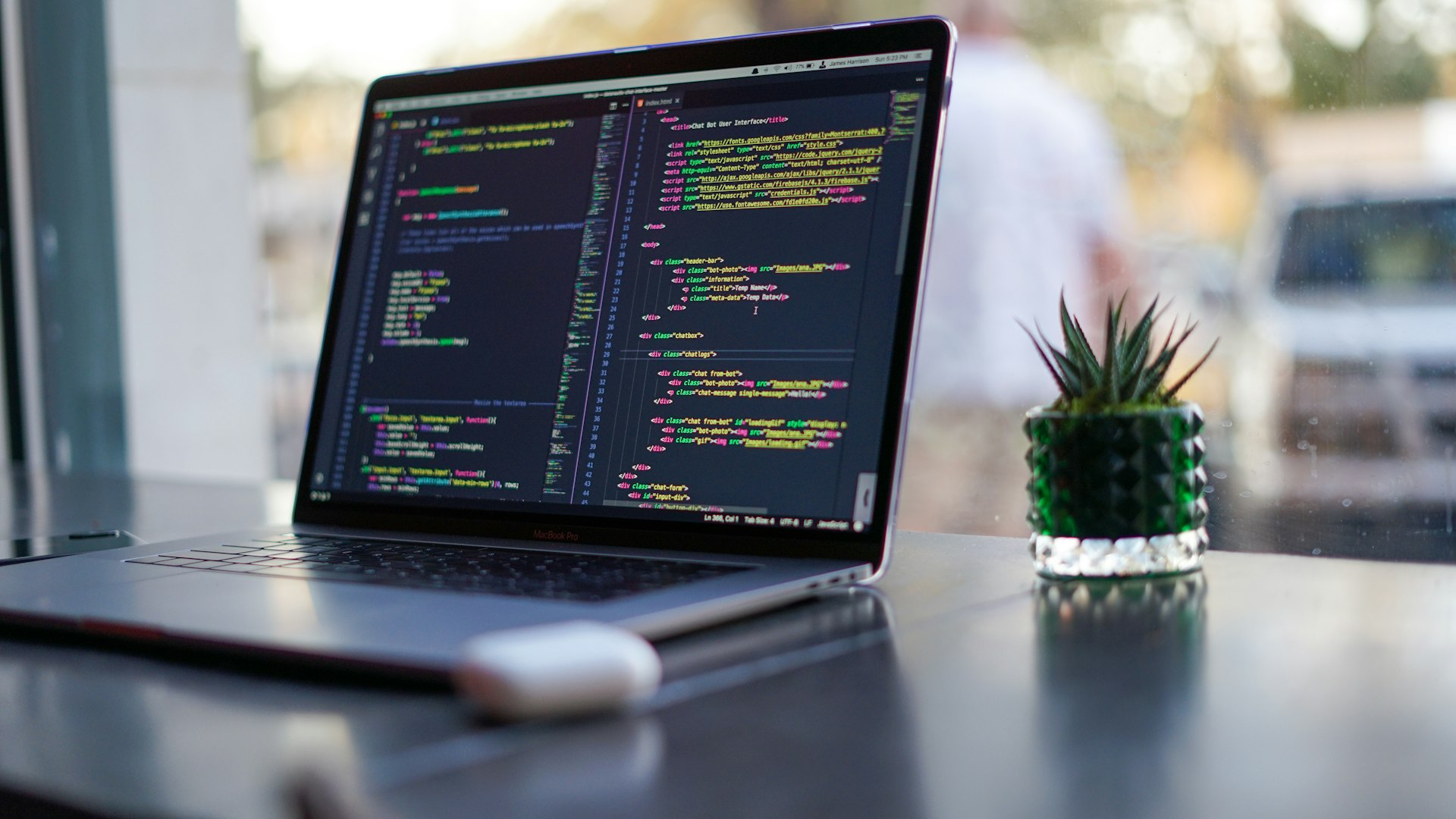 Clean code workspace with AI tooling open in the editor